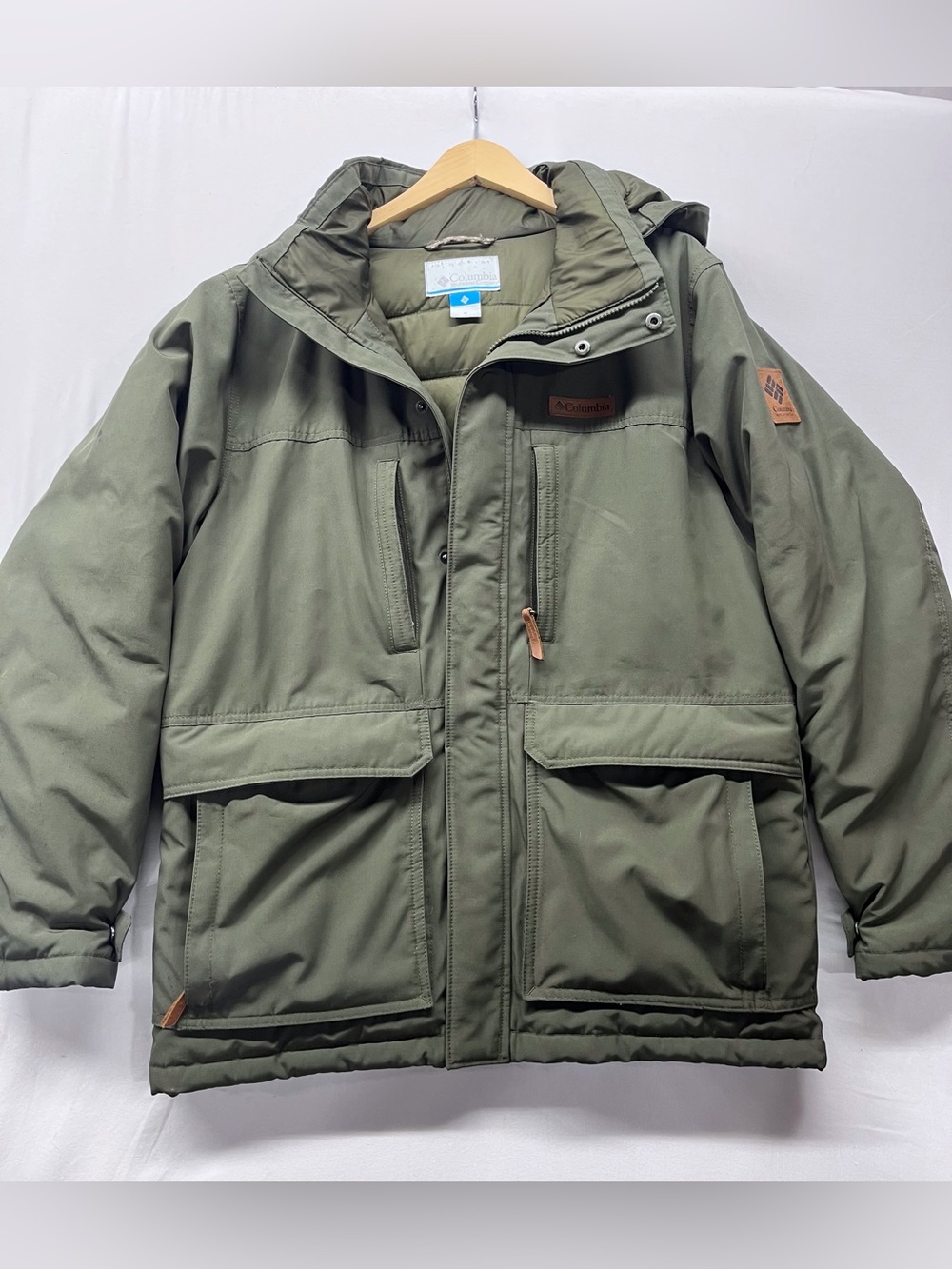 Columbia Insulated Hooded Winter Jacket Olive Green Puffer M